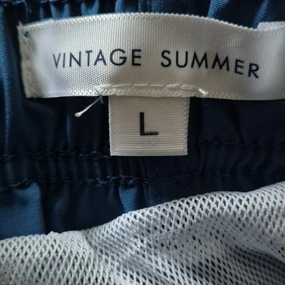 Vintage Summer Swimwear Mens Swim Trunks Drawstring  Mesh Lined Blue Size L - Picture 4 of 6